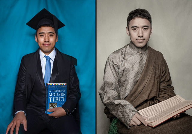 Fig. 13. Nyema Droma, Double portrait of Darig Thokmay, Oxford, 2018, 168 x 120 cm each, © Nyema Droma/Pitt Rivers Museum, University of Oxford. Fig. 13. Nyema Droma, Double portrait of Darig Thokmay, Oxford, 2018, 168 x 120 cm each, © Nyema Droma/Pitt Rivers Museum, University of Oxford.