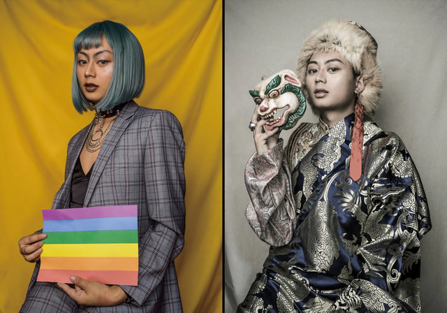 Fig. 14. Nyema Droma, Double portrait of Tsering Thondrop, Lhasa, 2018, 168 x 120 cm each, © Nyema Droma/Pitt Rivers Museum, University of Oxford. Fig. 14. Nyema Droma, Double portrait of Tsering Thondrop, Lhasa, 2018, 168 x 120 cm each, © Nyema Droma/Pitt Rivers Museum, University of Oxford.