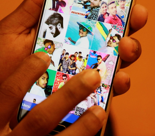 Fig. 13. The Instagram profile of an eighteen-year-old Bangladeshi student, revealing images recording one of his several visits to Jaflong, in northern Bangladesh. The river Piyain, which separates Bangladesh and the Indian state of Meghalaya, is a popular tourist destination for younger Bangladeshis, many of whom avail themselves of the services of one of the dozens of photographers who use printers on floating barges to produce images for their clients. Tourists sit on rocks in the middle of the river and exchange Whatsapp details with Indian tourists who flock from the Meghalaya side. Photography is deeply entangled in this fantasy of border-crossing and escape to a “beyond.” Photograph by Christopher Pinney. Fig. 13. The Instagram profile of an eighteen-year-old Bangladeshi student, revealing images recording one of his several visits to Jaflong, in northern Bangladesh. The river Piyain, which separates Bangladesh and the Indian state of Meghalaya, is a popular tourist destination for younger Bangladeshis, many of whom avail themselves of the services of one of the dozens of photographers who use printers on floating barges to produce images for their clients. Tourists sit on rocks in the middle of the river and exchange Whatsapp details with Indian tourists who flock from the Meghalaya side. Photography is deeply entangled in this fantasy of border-crossing and escape to a “beyond.” Photograph by Christopher Pinney.