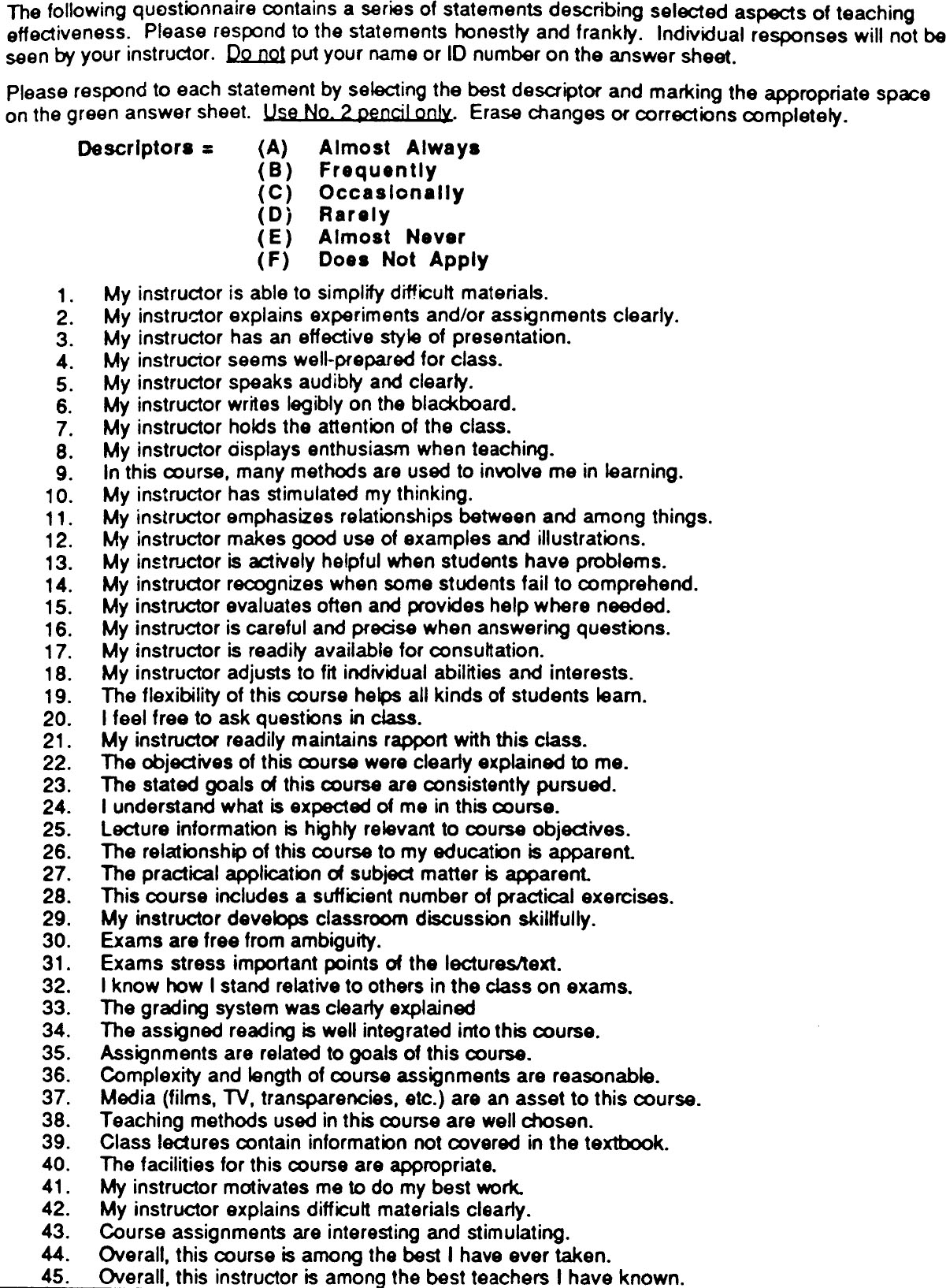 FIGURE 4 Teaching the Technology of Teaching Program Assessment Form FIGURE 4 Teaching the Technology of Teaching Program Assessment Form