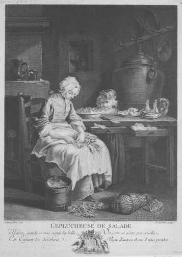 Fig. 1. Jacques-Firmin Beauvarlet, L'Eplucheuse de salade, 1752. Photo: Bibliothèque nationale de France. Fig. 1. Jacques-Firmin Beauvarlet, L'Eplucheuse de salade, 1752. Photo: Bibliothèque nationale de France.